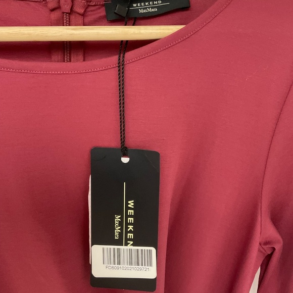 Weekend Max Mara Burgundy Jersey Tie Detail Geranio Midi Dress Size M NWT - Picture 4 of 10